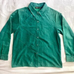 Relativity Teal Button-Up Suede Shirt